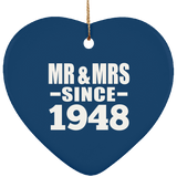 76th Anniversary Mr & Mrs Since 1948 - Heart Ornament