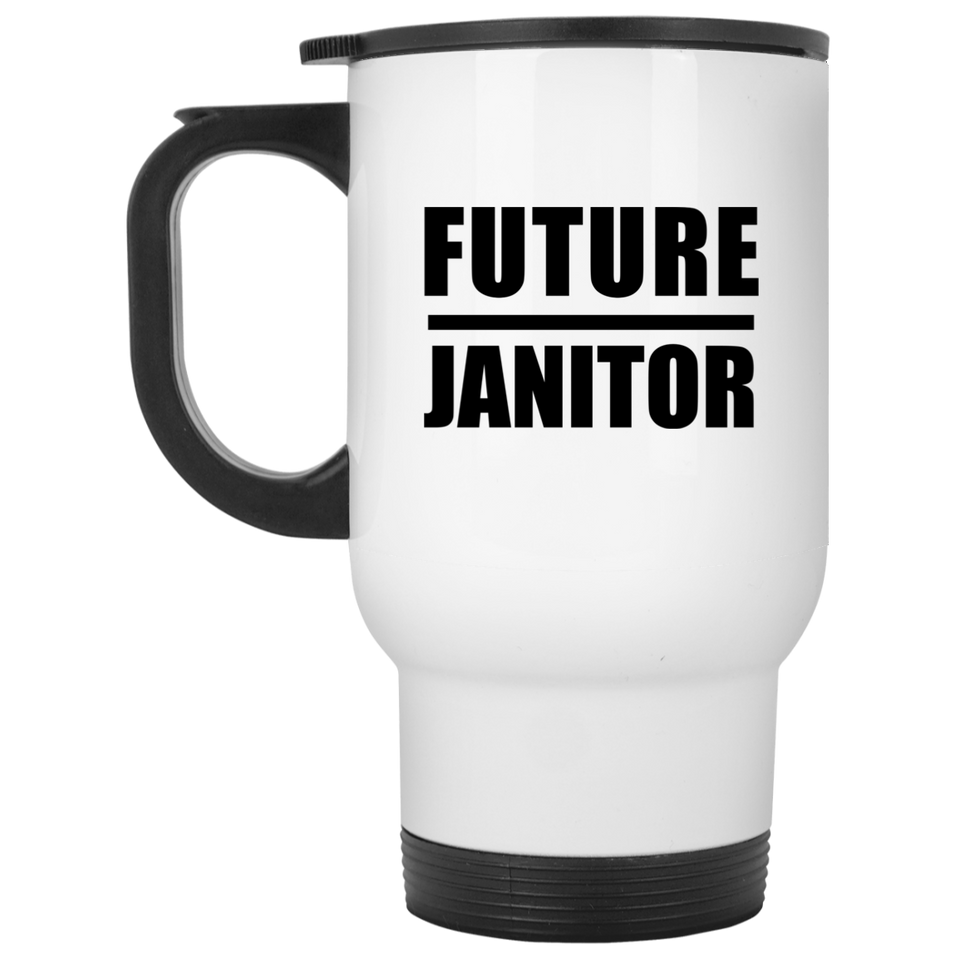 Future Janitor - White Travel Mug