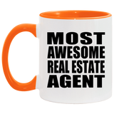 Most Awesome Real Estate Agent - 11oz Accent Mug Orange