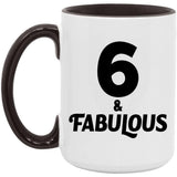 6th Birthday 6 & Fabulous - 15oz Accent Mug Black