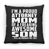 Proud Attorney Mom Of Awesome Son - Throw Pillow Black