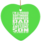 Proud Software Engineer Dad Of Awesome Son - Heart Ornament
