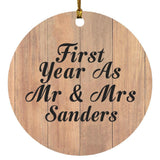 First Year As Mr & Mrs Sanders - Circle Ornament C