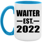 Waiter Established EST. 2022 - 15oz Accent Mug Blue