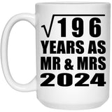 14th Anniversary Square Root of 196 Years As Mr & Mrs 2024 - 15oz Coffee Mug