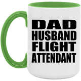 Dad Husband Flight Attendant - 15oz Accent Mug Green