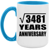59th Anniversary Square Root of 3481 Years Anniversary - 15oz Accent Mug Blue