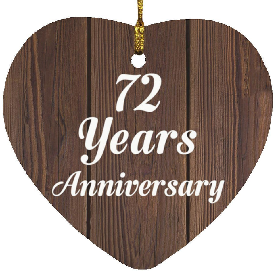 72nd Anniversary 72 Years Anniversary - Heart Ornament D