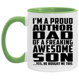 Proud Author Dad Of Awesome Son - 11oz Accent Mug Green