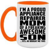 Proud Appliance Repairer Mom Of Awesome Son - 15oz Accent Mug Orange