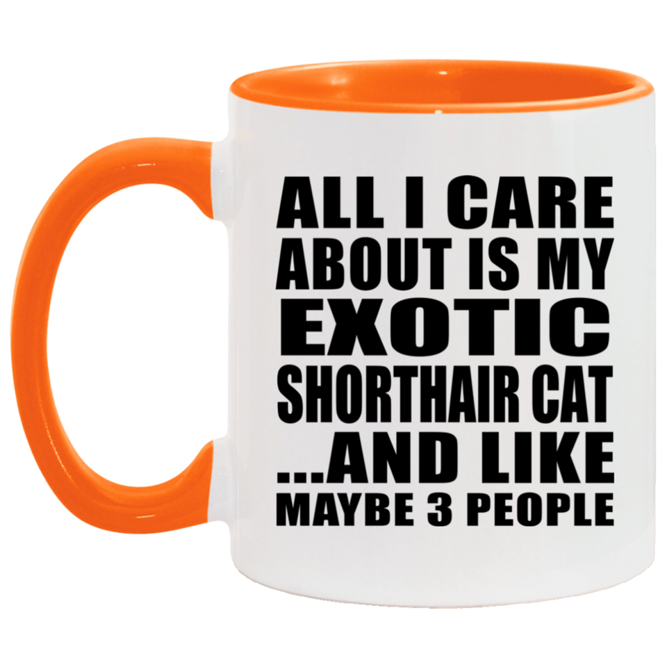 All I Care About Is My Exotic Shorthair Cat - 11oz Accent Mug Orange