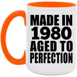 44th Birthday Made In 1980 Aged to Perfection - 15oz Accent Mug Orange
