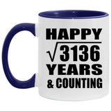 Happy 56th Anniversary Square Root of 3136 Years & Counting - 11oz Accent Mug Purple