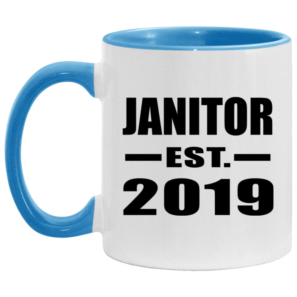 Janitor Established EST. 2019 - 11oz Accent Mug Blue