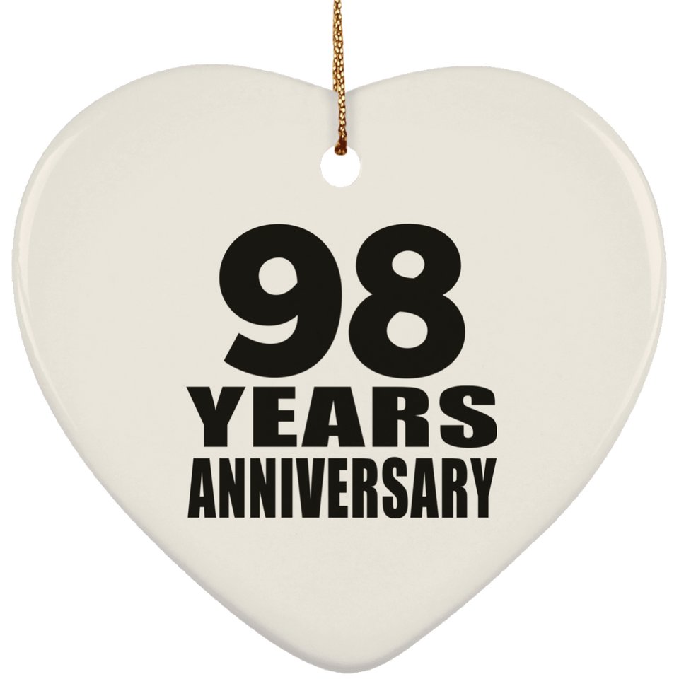 98th Anniversary 98 Years - Heart Ornament