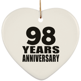 98th Anniversary 98 Years - Heart Ornament