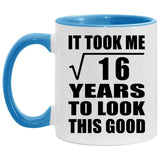 4th Birthday Took Square Root of 16 Years To Look Good - 11oz Accent Mug Blue
