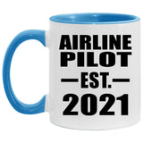 Airline Pilot Established EST. 2021 - 11oz Accent Mug Blue
