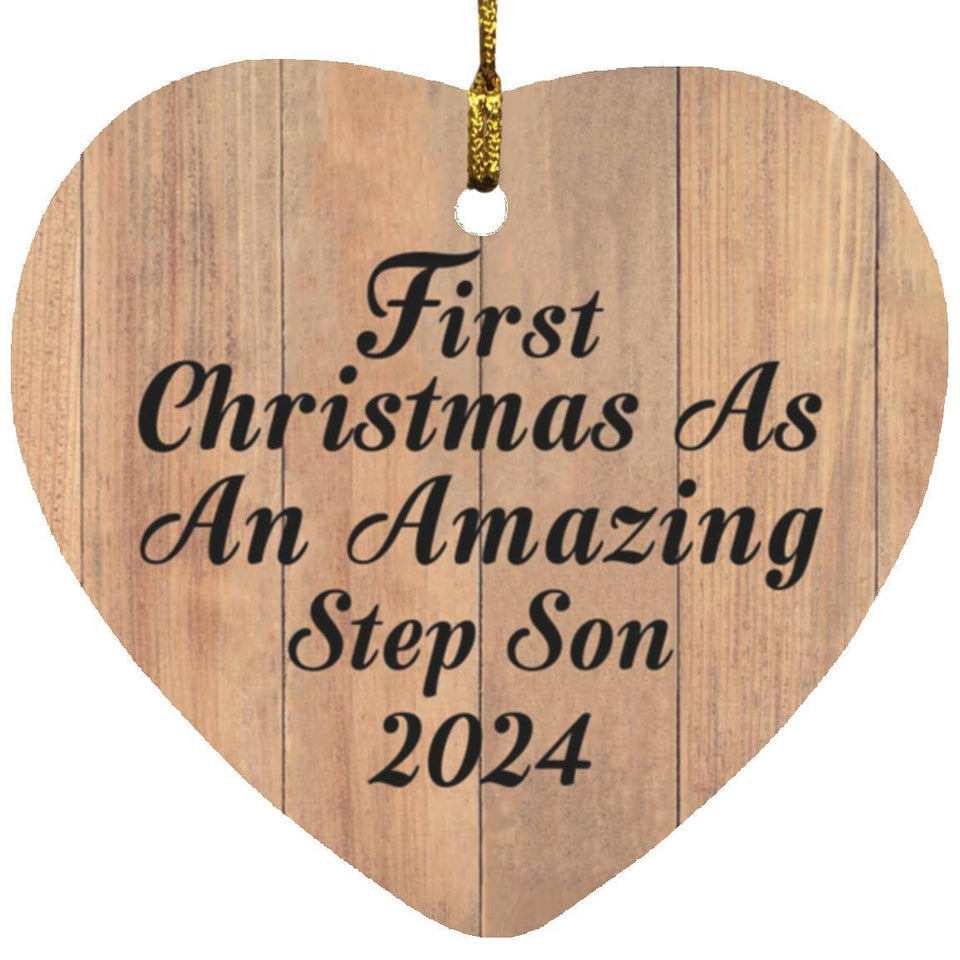 First Christmas As An Amazing Step Son 2024 - Heart Ornament C
