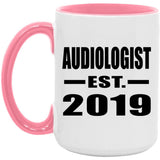 Audiologist Established EST. 2019 - 15oz Accent Mug Pink