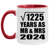 35th Anniversary Square Root of 1225 Years As Mr & Mrs 2024 - 11oz Accent Mug Red