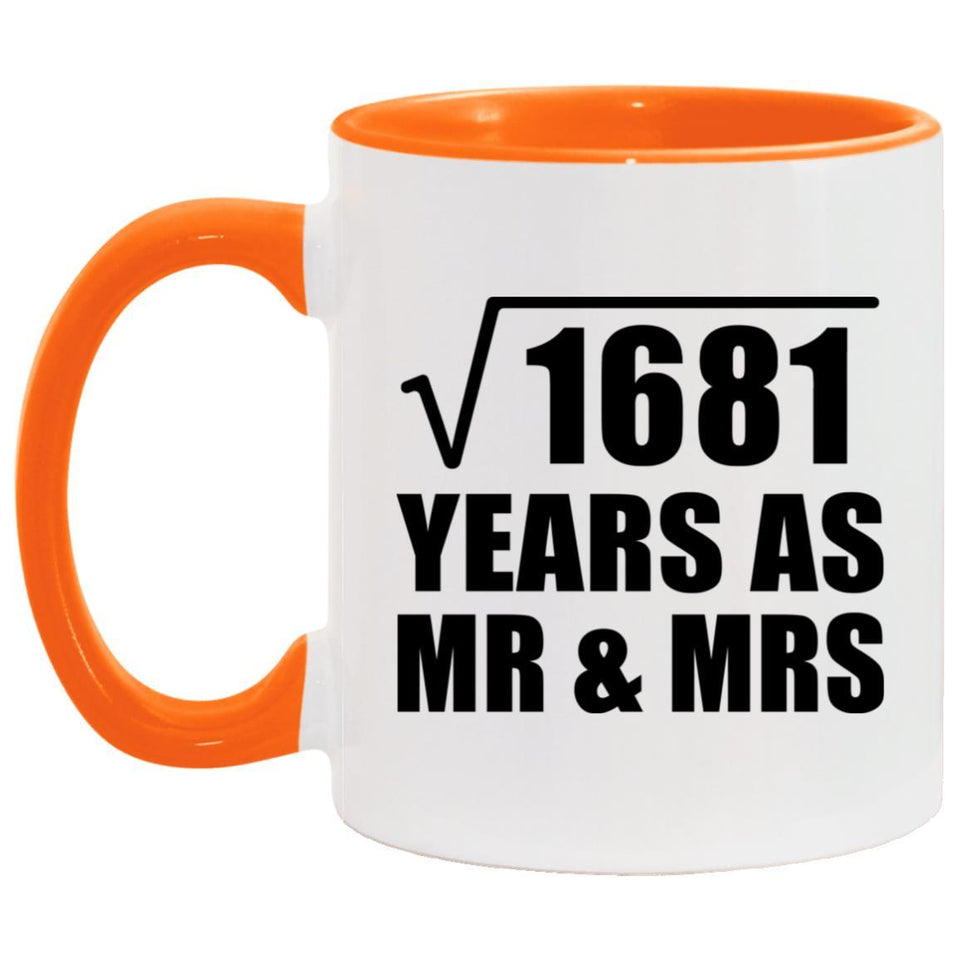 41st Anniversary Square Root of 1681 Years As Mr & Mrs - 11oz Accent Mug Orange