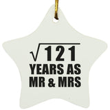 11th Anniversary Square Root of 121 Years As Mr & Mrs - Star Ornament