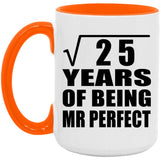 5th Anniversary Square Root of 25 Years of Mr Perfect - 15oz Accent Mug Orange