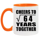 8th Anniversary Cheers To Square Root of 64 Years Together - 11oz Accent Mug Orange