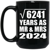 79th Anniversary Square Root of 6241 Years As Mr & Mrs 2024 - 15oz Coffee Mug Black