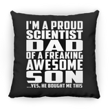 Proud Scientist Dad Of Awesome Son - Throw Pillow Black
