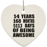 14th Birthday 14 Years 168 Months 5113 Days Of Awesome - Heart Ornament