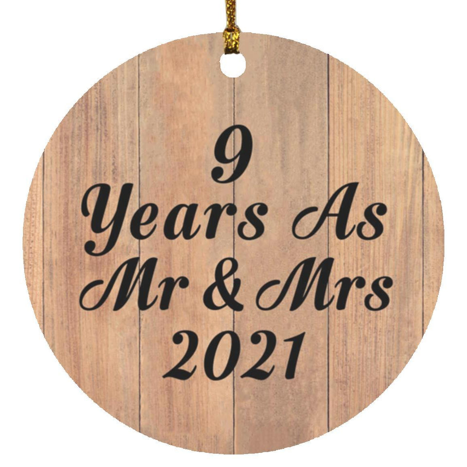 9 Years As Mr & Mrs 2021 - Circle Ornament C