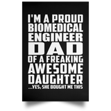 Proud Biomedical Engineer Dad Of Awesome Daughter - Poster Portrait