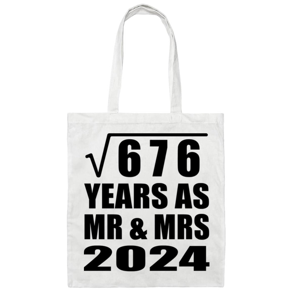 26th Anniversary Square Root of 676 Years As Mr & Mrs 2024 - Tote Bag White