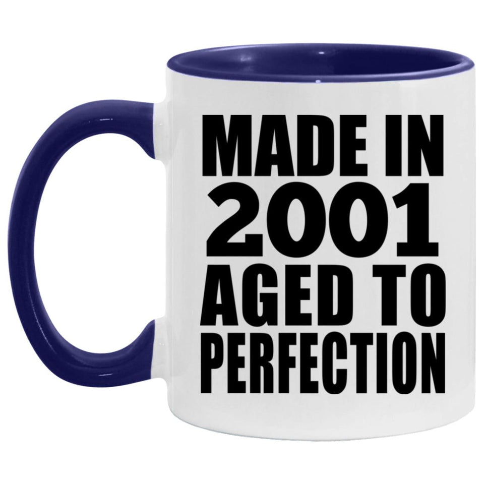 23rd Birthday Made In 2001 Aged to Perfection - 11oz Accent Mug Purple