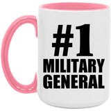 Number One #1 Military General - 15oz Accent Mug Pink