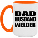 Dad Husband Welder - 15oz Accent Mug Orange