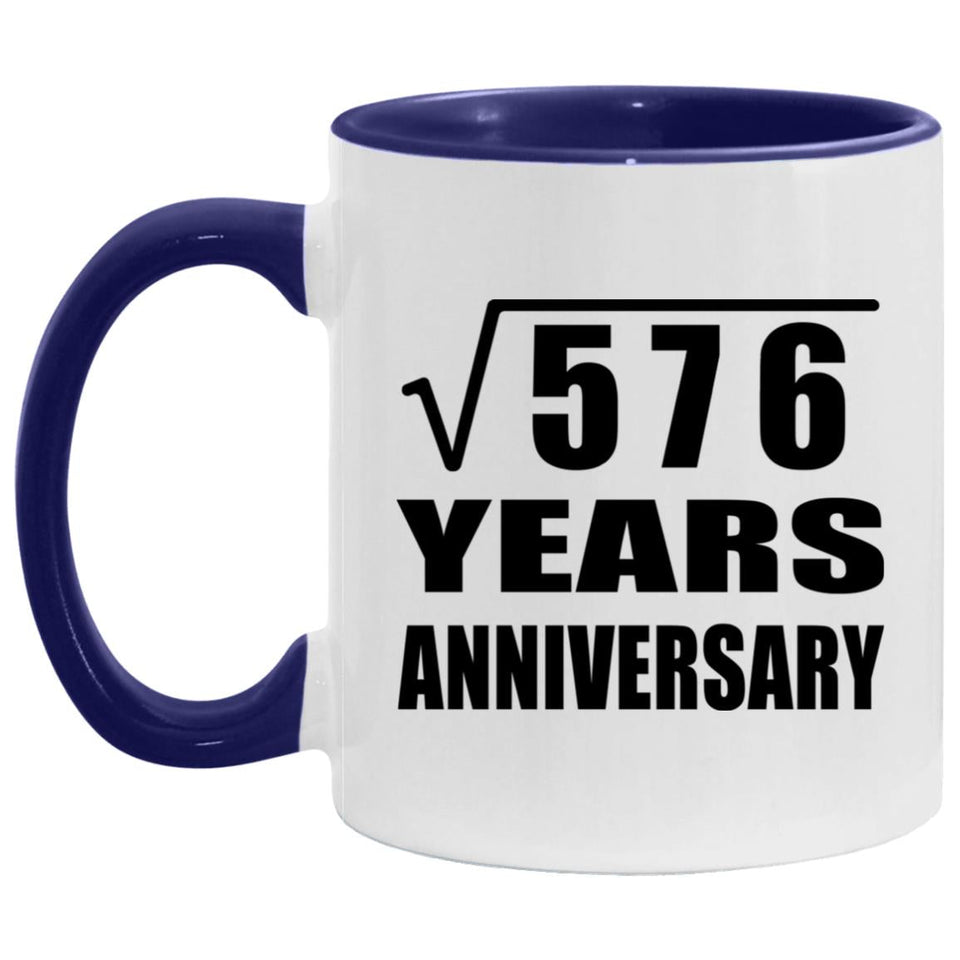 24th Anniversary Square Root of 576 Years Anniversary - 11oz Accent Mug Purple