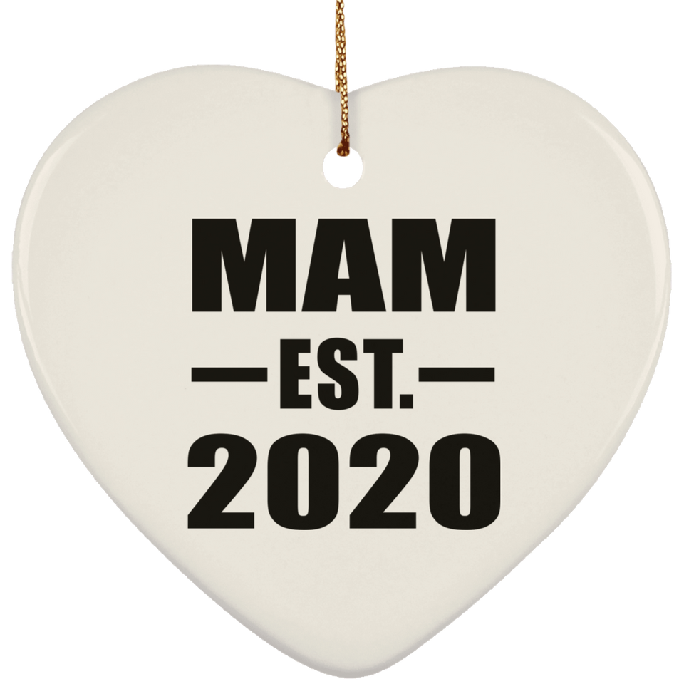 Mam Established EST. 2020 - Heart Ornament