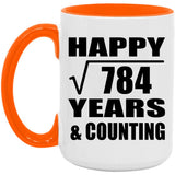 Happy 28th Anniversary Square Root of 784 Years & Counting - 15oz Accent Mug Orange