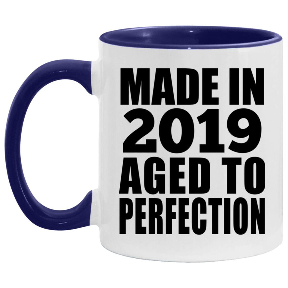 5th Birthday Made In 2019 Aged to Perfection - 11oz Accent Mug Purple