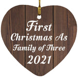 First Christmas As Family Of Three 2021 - Heart Ornament D