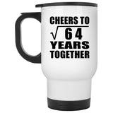 8th Anniversary Cheers To Square Root of 64 Years Together - White Travel Mug