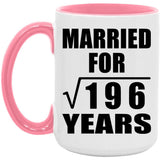 14th Anniversary Married For Square Root of 196 Years - 15oz Accent Mug Pink