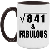 29th Birthday Square Root of 841 & Fabulous - 15oz Accent Mug Black