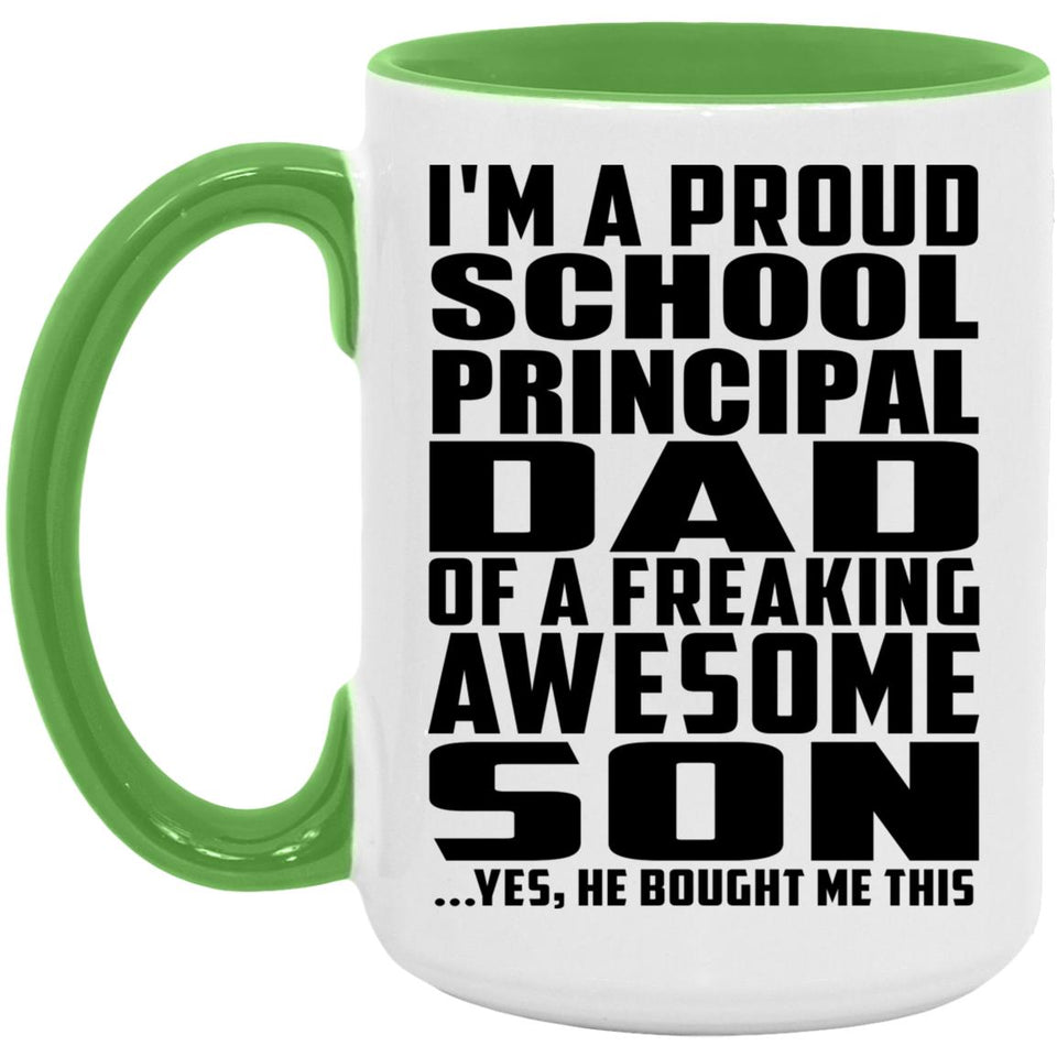 Proud School Principal Dad Of Awesome Son - 15oz Accent Mug Green