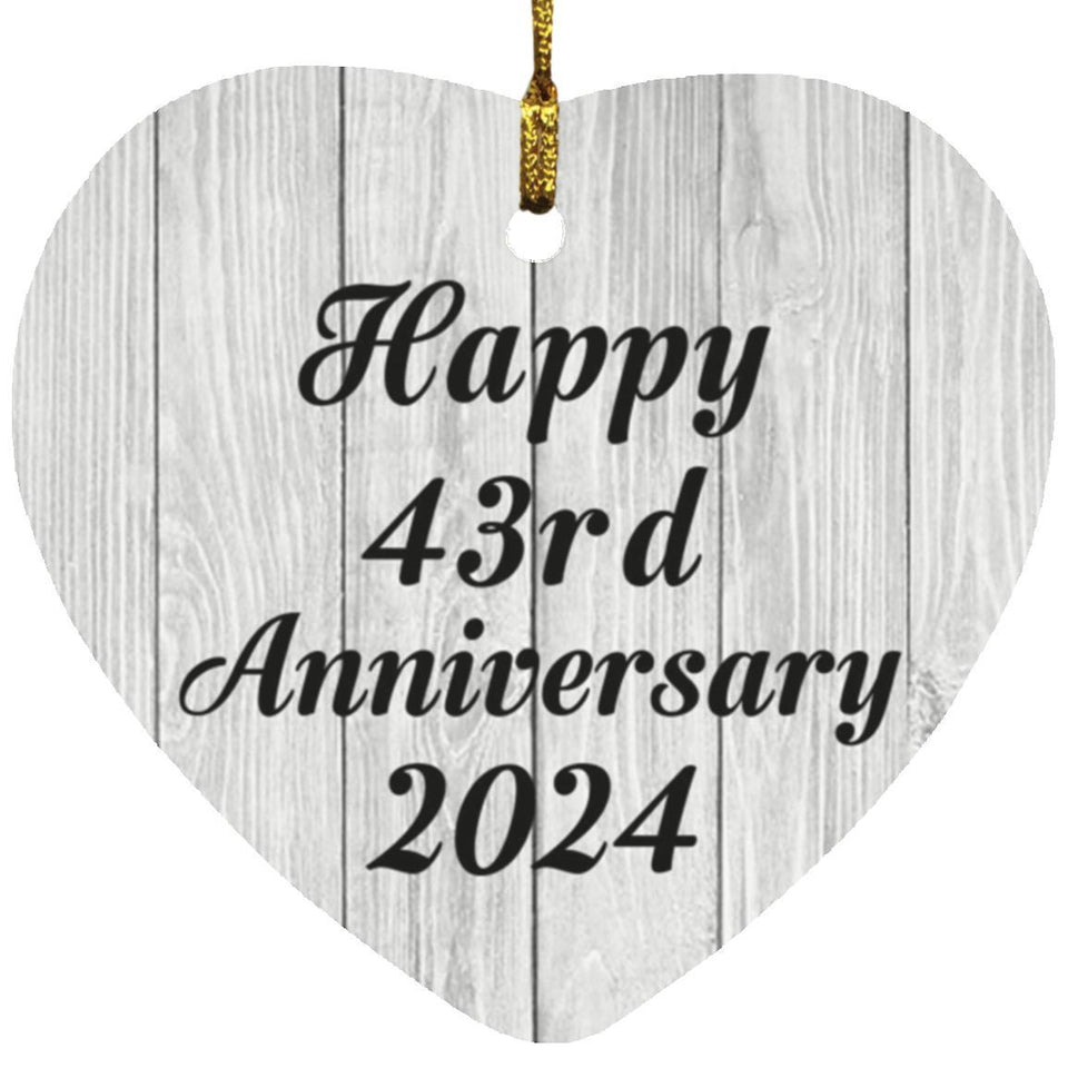 Happy 43rd Anniversary 2024 - Heart Ornament F