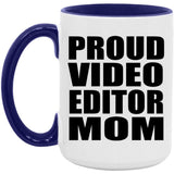 Proud Video Editor Mom - 15oz Accent Mug Purple