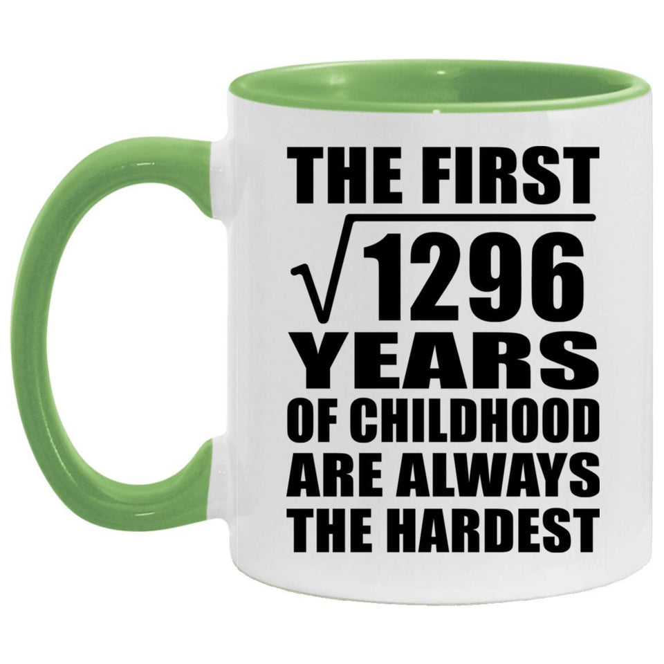 36th Birthday Square Root of 1296 Years of Childhood - 11oz Accent Mug Green